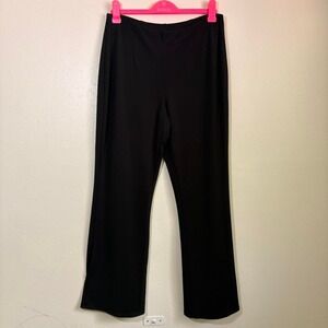 Vintage Talbots Size L Baggy Wide Leg Casual Pull On Pants Black Flowy